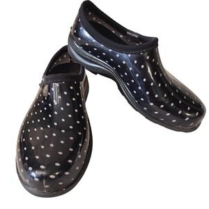 Sloggers Women's Waterproof Garden Rain Shoes Clogs Size‎ 6 Black Polka Dot